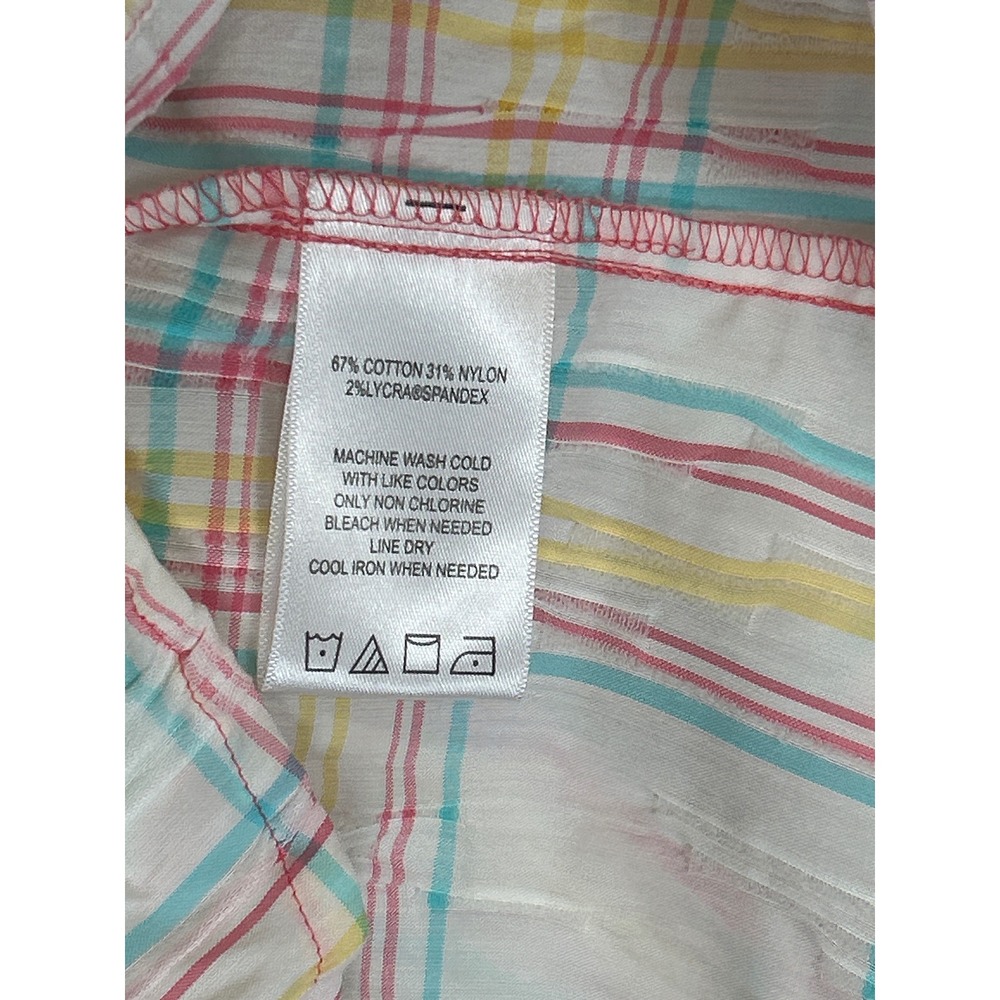 Foxcroft Plaid Shirt Dress 3/4 Sleeve Pocket Collared Size 12 - Picture 8 of 10